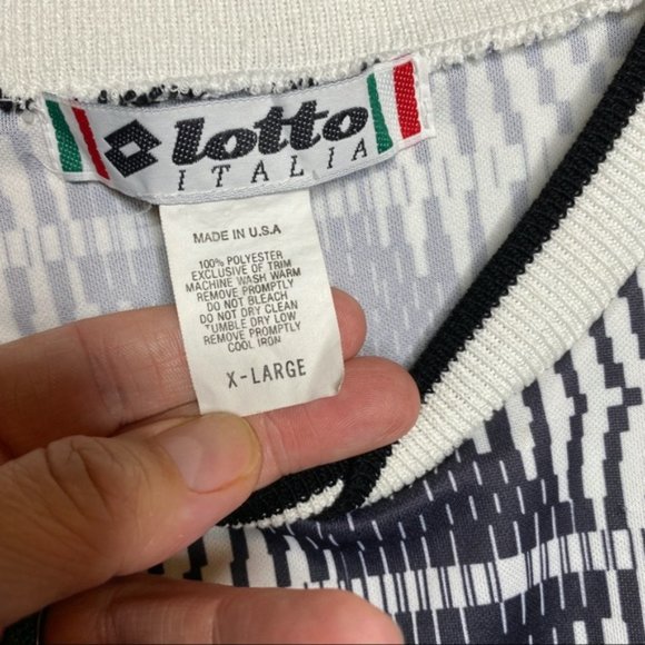 Vintage Lotto Italia 14 Mens All Over Geometric Soccer Futbol Jersey Size XL 90s - Picture 2 of 3